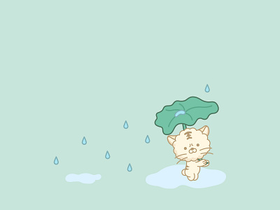 I walk with an umbrella on a rainy day 2d branding flat illustration logo