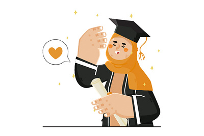 Muslim Graduation Concept Illustration ceremony college diploma education gown graduation illustration muslim school student university vector