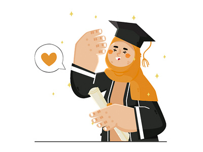 Muslim Graduation Concept Illustration ceremony college diploma education gown graduation illustration muslim school student university vector
