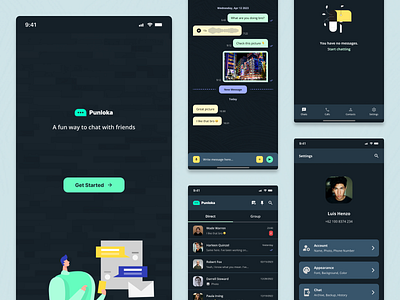 Punloka - Messenger App UI Mobile app app bar chat chat app chat bubble chat thumbnail clean form message messenger messenger app minimal mobile app navbar navigation bar online chatting punloka settings ui uiux ux