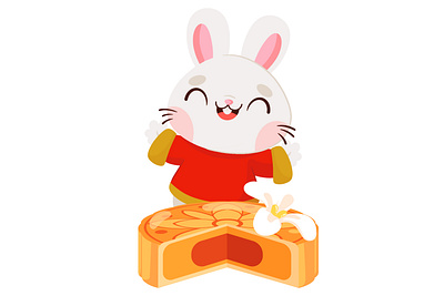 Chinnese Rabbit and Cake Icon app branding design graphic design illustration logo typography ui ux vector