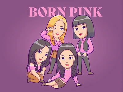 Blackpink Character Design👩🏻👱🏻‍♀️🎤 blackpink bornarea character cute dance fanart girl icon idol illustration jennie jisoo korea kpop lalisa logo miniature people rose woman