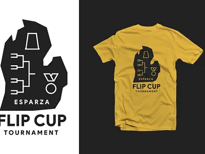 Flip Cup Tournament T-Shirt Graphic apparel apparel design apparel graphic beer cup draplin flip cup gold graphic design illustration medal michigan swag t shirt tee tee graphic thick lines tournament