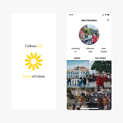 Video Sharing App Design app app design appdesign branding culture app cultureapp culturetok design illustration logo mobile app social media ui ui ux design uidesign uiux ux uxdesign uxui video sharing