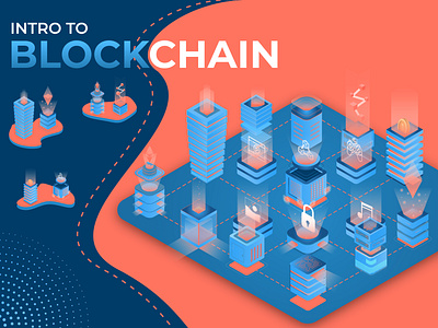 Blockchain isometric illustration blockchain isometric design graphic design illustration vector