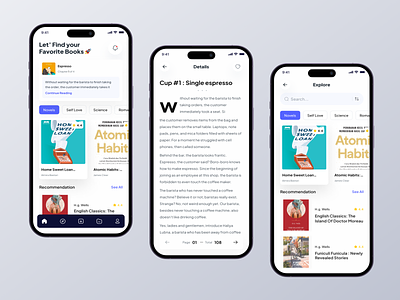 BookWander - Ebooks Mobile App book book reading clean design ebooks kindle reading store ui ui design
