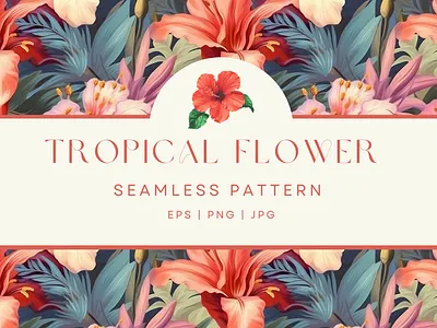 Tropical Flower Seamless Pattern background design floral flower flowers graphic design pattern seamless tropical