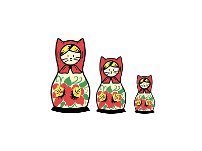 Kitty nesting dolls illustration nesting doll vector