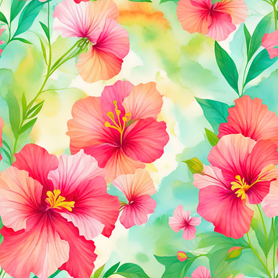 Hibiscus Watercolor ai generated branding colorwater design flower graphic design hibiscus illustration islandretreat logo ui ux vector