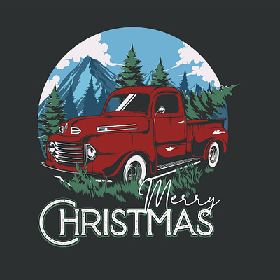 Trendy Christmas / New Year's Graphic Tee's branding christmas christmas tree classic design graphic design illustration logo lumberjack mascot mountain old car tree vector