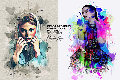 Color Dropping Watercolor Painting 3d abstract animation art branding color design drawing graphic design illustration logo motion graphics mrikhokon photo effect photoshop photoshop action ui