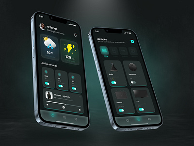 Smart Home Mobile Application app application control dailyui dark darkmode design glassmorphism illustration mobile smart home smarthome ui uidesign uiux ux uxdesign website