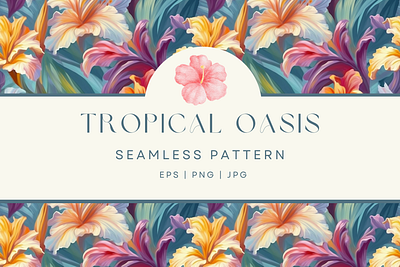 Tropical Oasis Seamless Pattern design floral flower graphic design pattern seamless vector