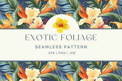 Exotic Foliage Seamless Pattern design floral flower graphic design pattern seamless vector