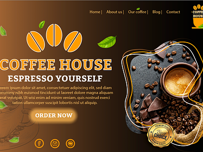 Coffee House advertising arabica branding cafe coffee coffee house food graphic design header house of coffee illustration menu ui ux vector website header
