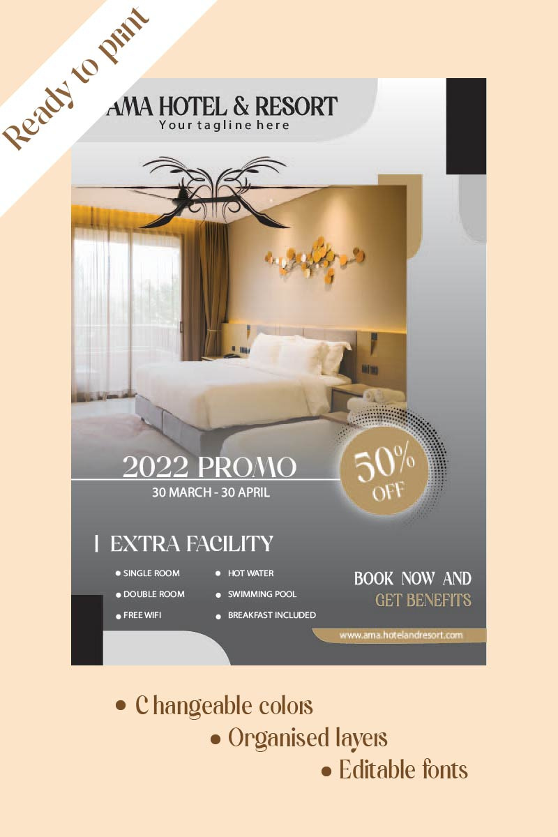 Ama Hotel & Resort Flyer adobe photoshop advertising branding flyer graphic design hotel hotel experience hotel reservation illustration promo tourist