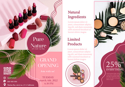 Make-up Shop-Grand Opening advertising branding cosmetics design grand opening graphic design illustration logo make up flyer makeup nature new shop opening products pure nature vector