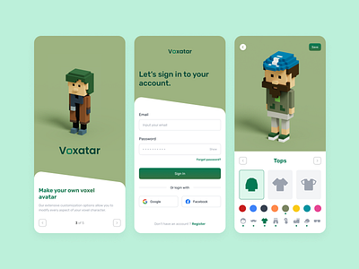 Voxatar - Voxel Avatar Maker avatar avatar maker design editor mobile app mobile ui ux app design clean uidesign