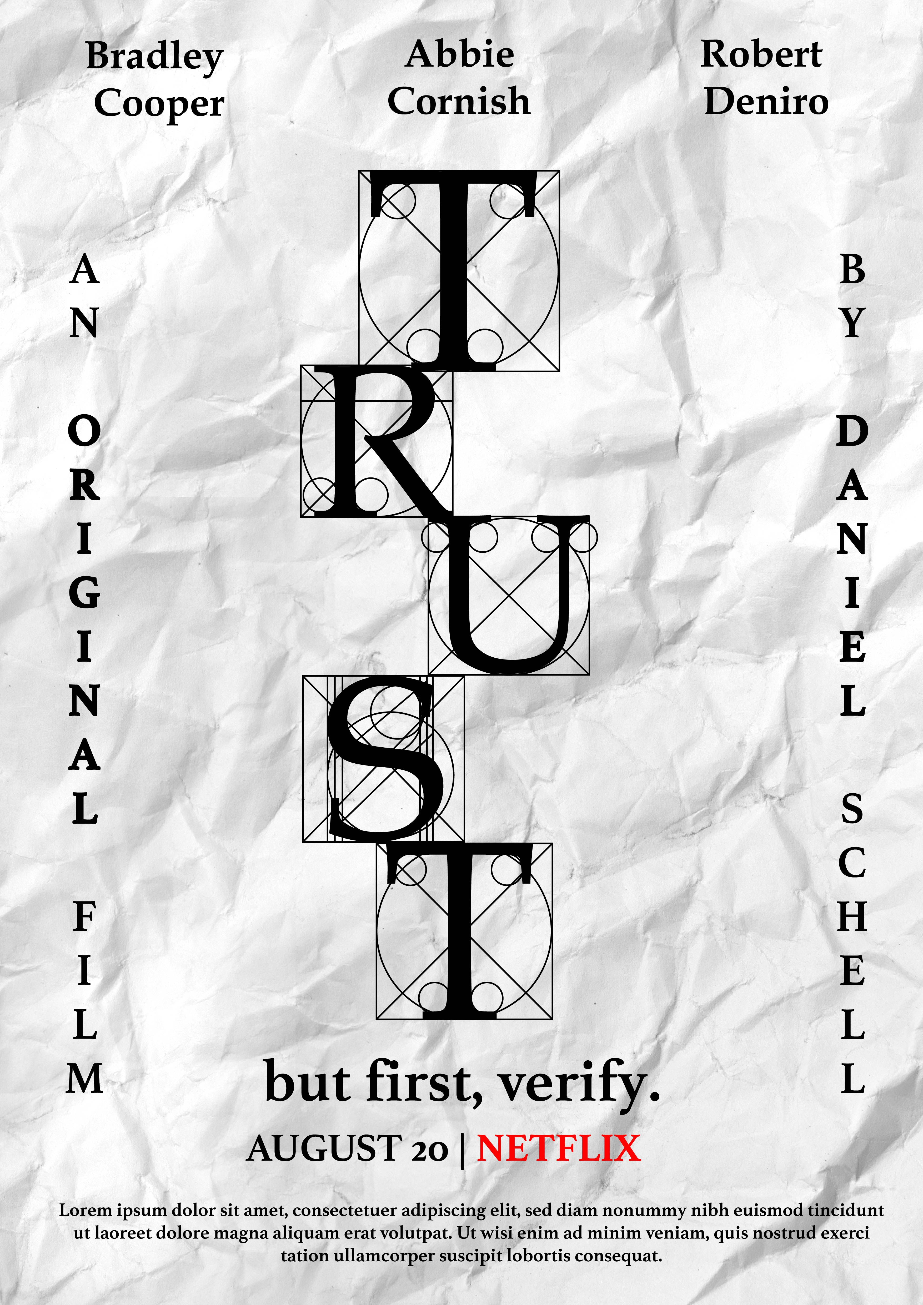 TRUST-film poster advertising branding design film poster flyer design netflix paper trust trust poster vector