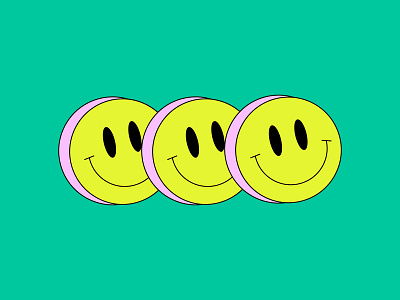 Smileys acid adobe illustrator bold colors flat happy rave smiley social media vector