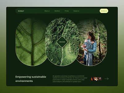 Ecosyn - Environmental solutions website design branding environment graphic design green landing page saas ui web design