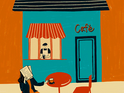 cafe cafe coffee design digital digitaldrawing drawing graphic design illustration woman