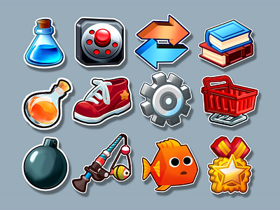 simulator style game icons 3d animation branding design graphic design illustration logo ui ux vector