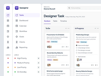 Task Management Dashboard admin panel dashboard dashboard design dashbord ecommerce management notion organize platform productivity project management saas task management to do tracking trello user dashboard ux ui design webapp work list