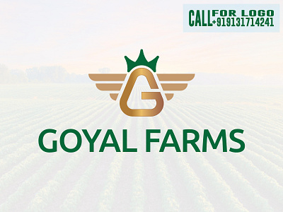 Goyal Farms brand brand design brand identity branding branding design crown design farm golden green illustration logo vector wings crown