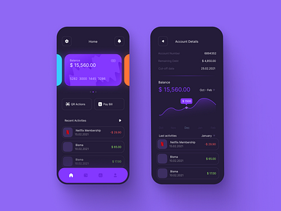 Bank app app bank dark fintech trend ui