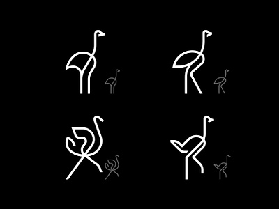 Ostrich abstract birds brand identity branding clean corporate identity emblem geometric icon illustration logo logo designer logomark monoline ostrich sign simple symbol vector visual identity