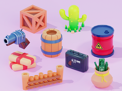 Stylized Game Assets 3d 3dmodeling animation blender branding cute design game game assets gameart graphic design illustration isometric stylized