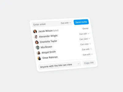 Share Project Modal access modal invite component invite dropdown invite member invite modal invite team member modal component send invite share share component share dialog modal share document modal share dropdown share modal share popover share popup share project sharing modal