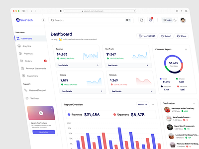 CRM Sales SaaS - Sale Tech admin admin dashboard admin panal admin panel analytics chart clean ui dashboard dashboard ui data ecommerce market platform saas sale sales sidebar web design website website design