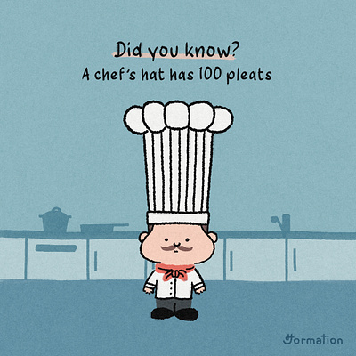 A Chef's Hat Has 100 Pleats chef chefs chefs hat cook cooking did you know digital art digital illustration drawing fact of the day food fun fact illustration jormation kitchen toque