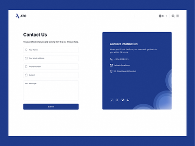 Contact Us 028 blue contact form contact page contact us contactus creative daily ui 028 dailyui dailyui 028 design figma logo product design product ui tontact us page web design website