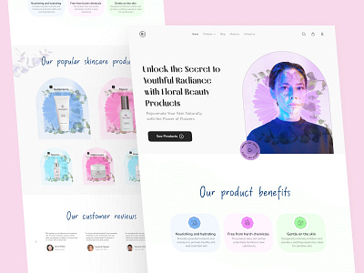 Floral Beauty landing page - Skincare beauty design graphic design landing page skincare ui