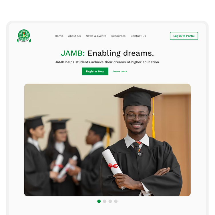 JAMB Homepage Redesign by Uche Noel Phillip on Dribbble