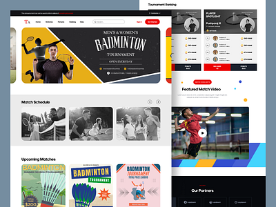 Sports Concept - Tournament Website badminton business design kids sports landing page playing sport sports sports website tournament ui vector web website