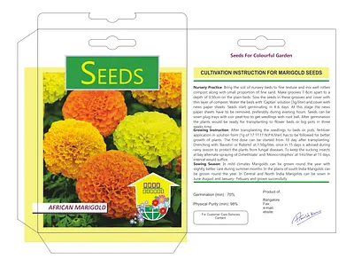 Seeds Paper Pouch African Marigold branding corel draw die keyline graphic design illustration photoshop product design