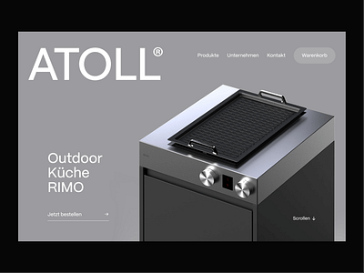 ATOLL Outdoor Kitchen Hero Header Concept | Shop big logo clean design german gray hero header kitchen kitchen hero minimal outdoor kitchen product image simple layout typography ui ui design ux ux design web web design website