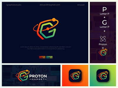 Proton Gadget Logo Design Template app app logo branding business gadget gradient logo graphic design icon letter logo letter pg logo logo design proton