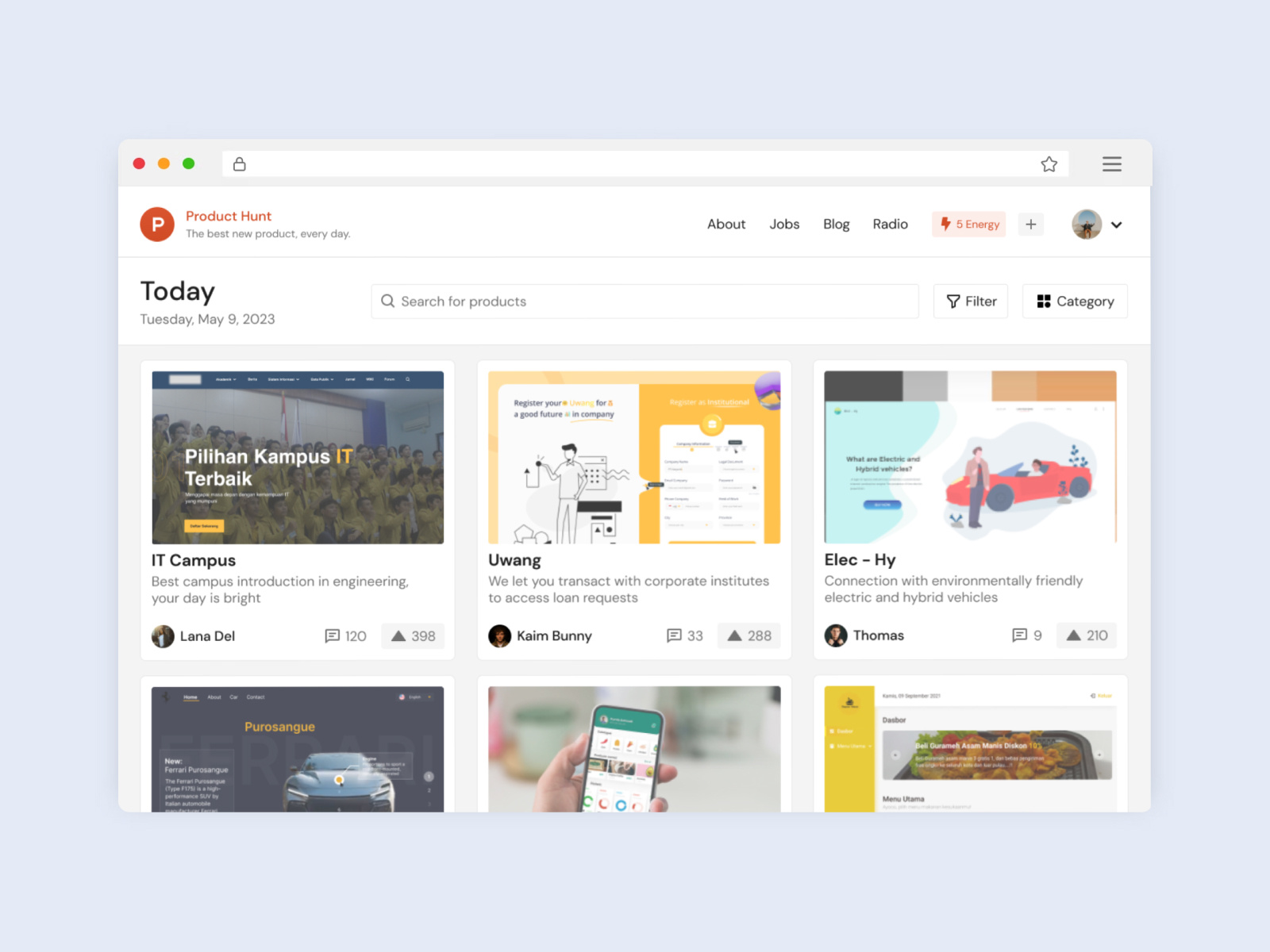 Product Hunt - Home, popular, and profile | Redesign app dasboard design figma interface ios macbook minimalism mockup producthunt redesign uiux website