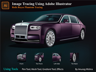 Image Tracing (Adobe Illustrator) 3d adobe illustrator design graphic design gredient illustration mesh tool rolls royce tracing vector