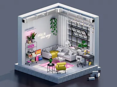 3D Room — Weekend 3d arnold cg cinema4d party room rozov sofa vinyl visualisation wnbl