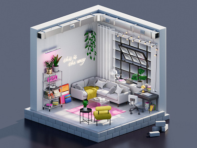 3D Room — Weekend 3d arnold cg cinema4d party room rozov sofa vinyl visualisation wnbl