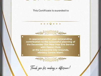 Certificate of Commendation graphic design
