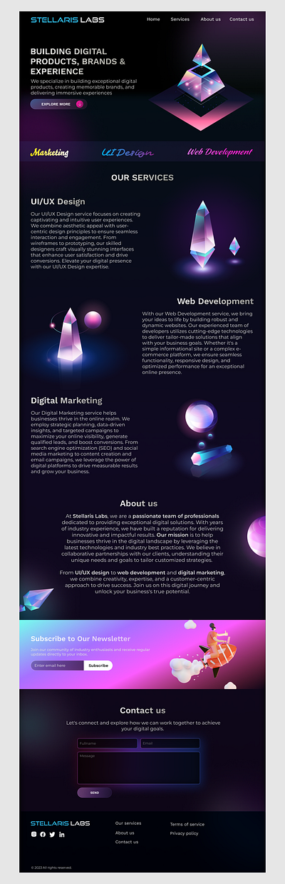 Stellaris Labs Landing Page Design home page landing page landing page design marketing agency