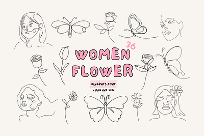 Women and Flower Font