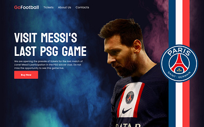 The first screen of the landing page design logo messi ui ux